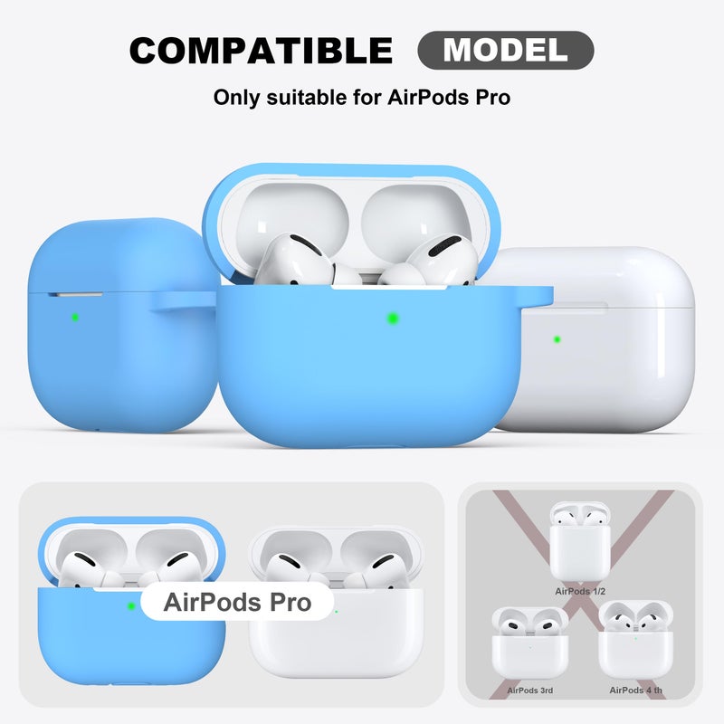R-fun for AirPods Pro 2nd/1st Generation Case with Cleaner Kit,Soft Silicone Protective Case Cover for Apple AirPod Pro 2/1 for Women Men,AirPods Pro Case Accessories with Keychain,Light Blue - Image 4